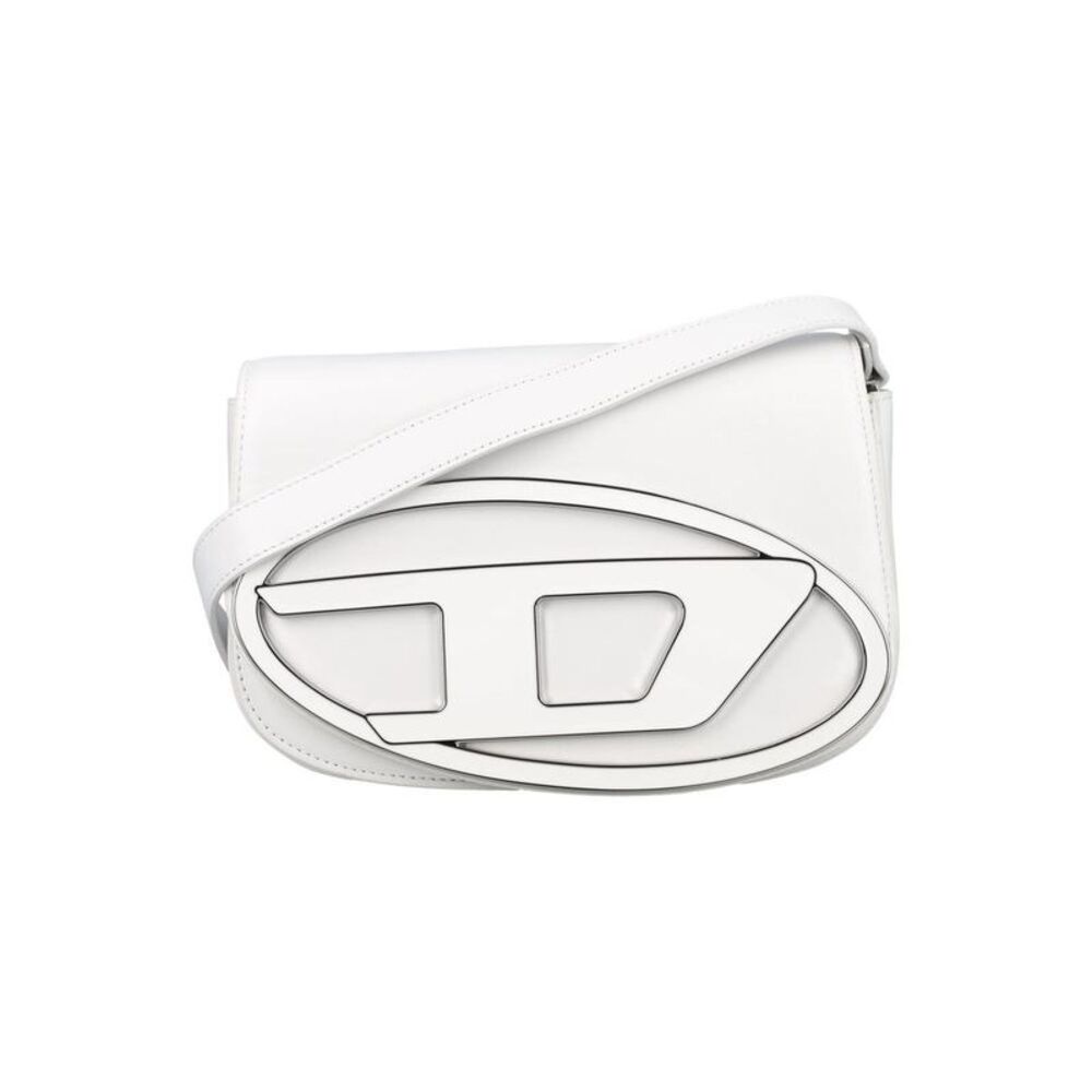 DIESEL Women's Structured Emblem Shoulder Bag Women WHITE Handbags
